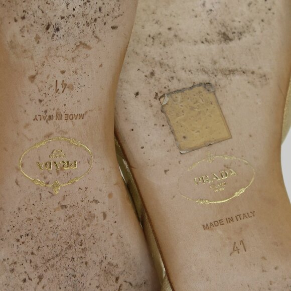 Prada Gold Peep Toe Flats Womens (EU 41/US 9.5) - Picture 8 of 8